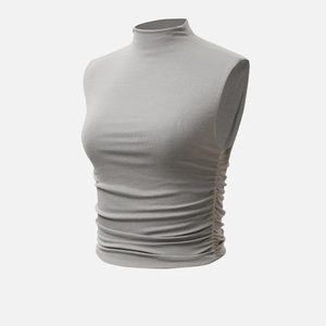 OGL Gray Mock Neck Ruched Tank Top